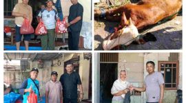 Pengurus dan anggota KWRI DPC Kabupaten Tangerang melaksanakan pemotongan hewan kurban di Desa Margasari, Kecamatan Tigaraksa.(Foto: Istimewa)