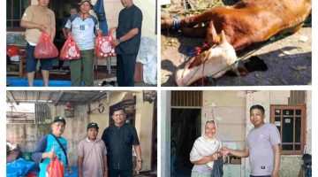Pengurus dan anggota KWRI DPC Kabupaten Tangerang melaksanakan pemotongan hewan kurban di Desa Margasari, Kecamatan Tigaraksa.(Foto: Istimewa)