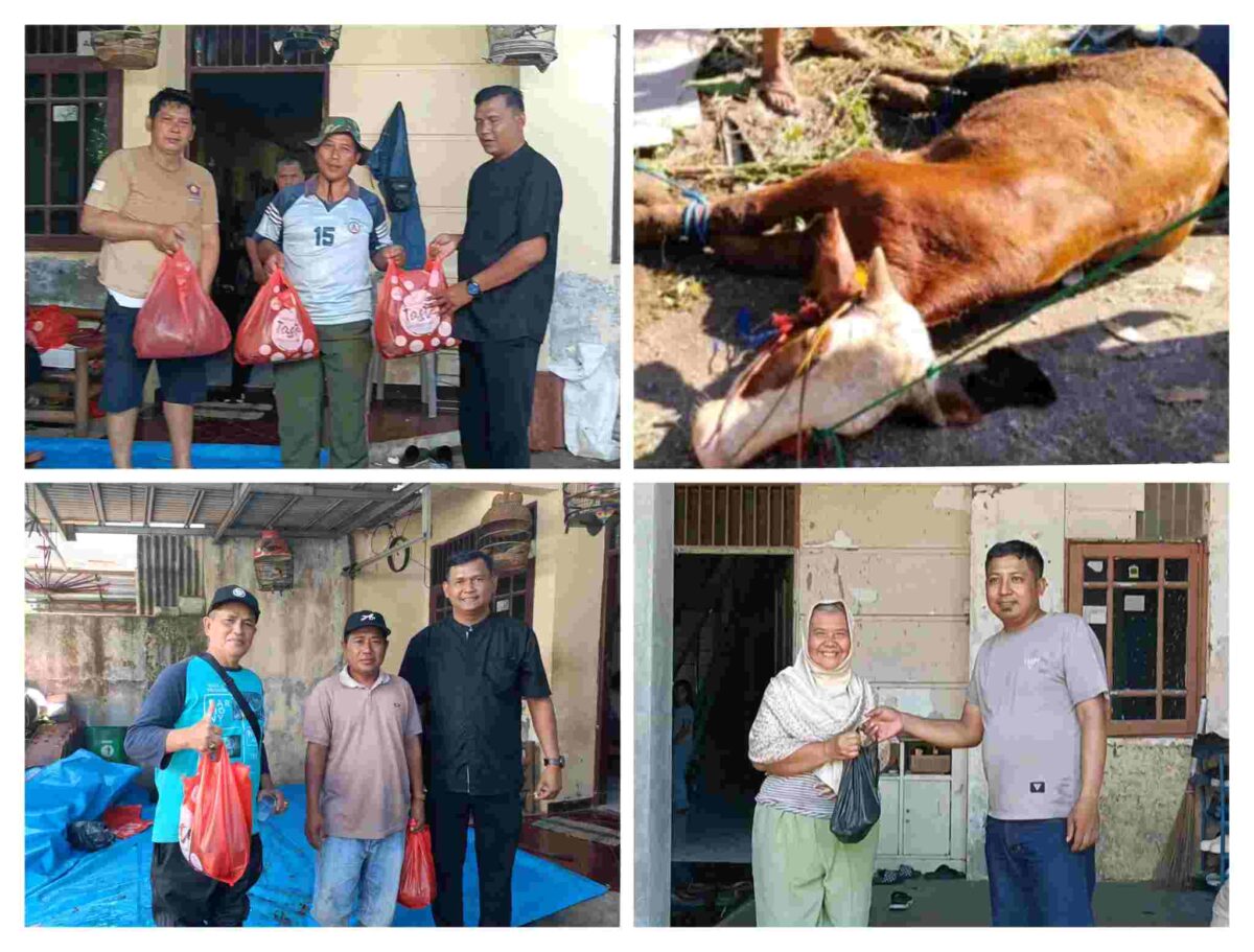 Pengurus dan anggota KWRI DPC Kabupaten Tangerang melaksanakan pemotongan hewan kurban di Desa Margasari, Kecamatan Tigaraksa.(Foto: Istimewa)
