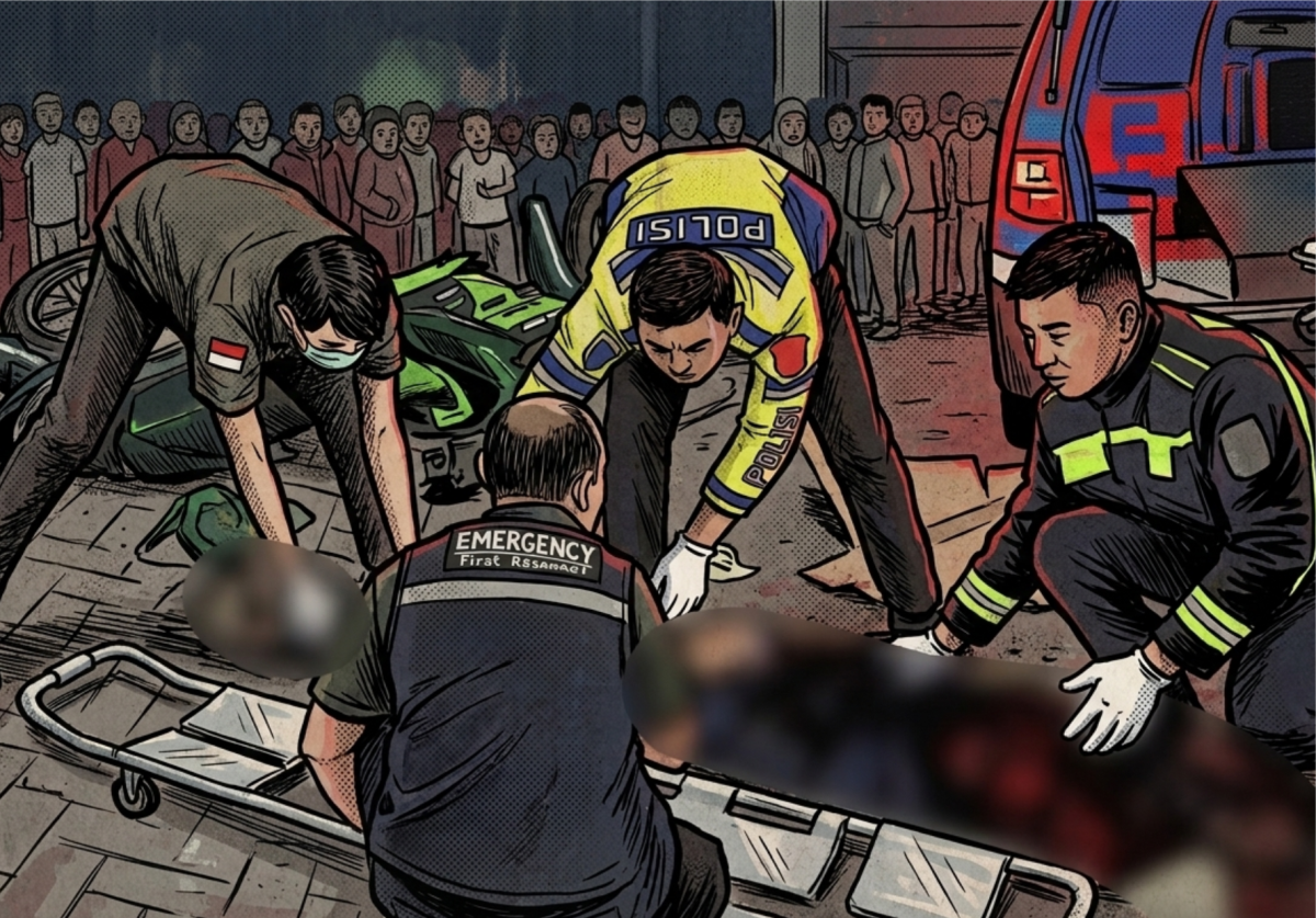 Petugas mengevakuasi korban kecelakaan maut di Jalan Raya Serang, Cikupa, Kabupaten Tangerang.(Ilustrasi)