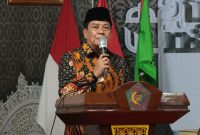 Bupati Tangerang Moch. Maesyal Rasyid ketika sambutan di Acara Tasyakkur dan Ikhtitam Angkatan XXXIII Santri Kelas VI Ma’had Tarbiyatul Mubtadiin Pasirnangka, Kecamatan Tigaraksa