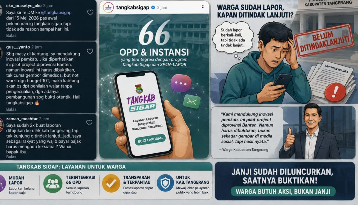 Ilustrasi Kritik Warganet ke akun Tangkab Sigap milik Pemkab Tangerang.(Foto:Istimewa)