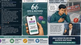 Ilustrasi Kritik Warganet ke akun Tangkab Sigap milik Pemkab Tangerang.(Foto:Istimewa)