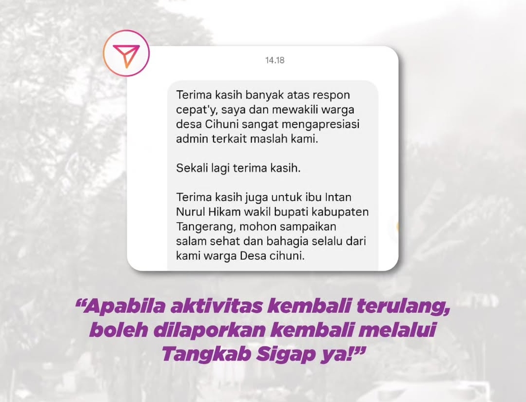 Tangkapan Layar dari akun instagram resmi Tangkab Sigap.(Foto: Isitimewa)