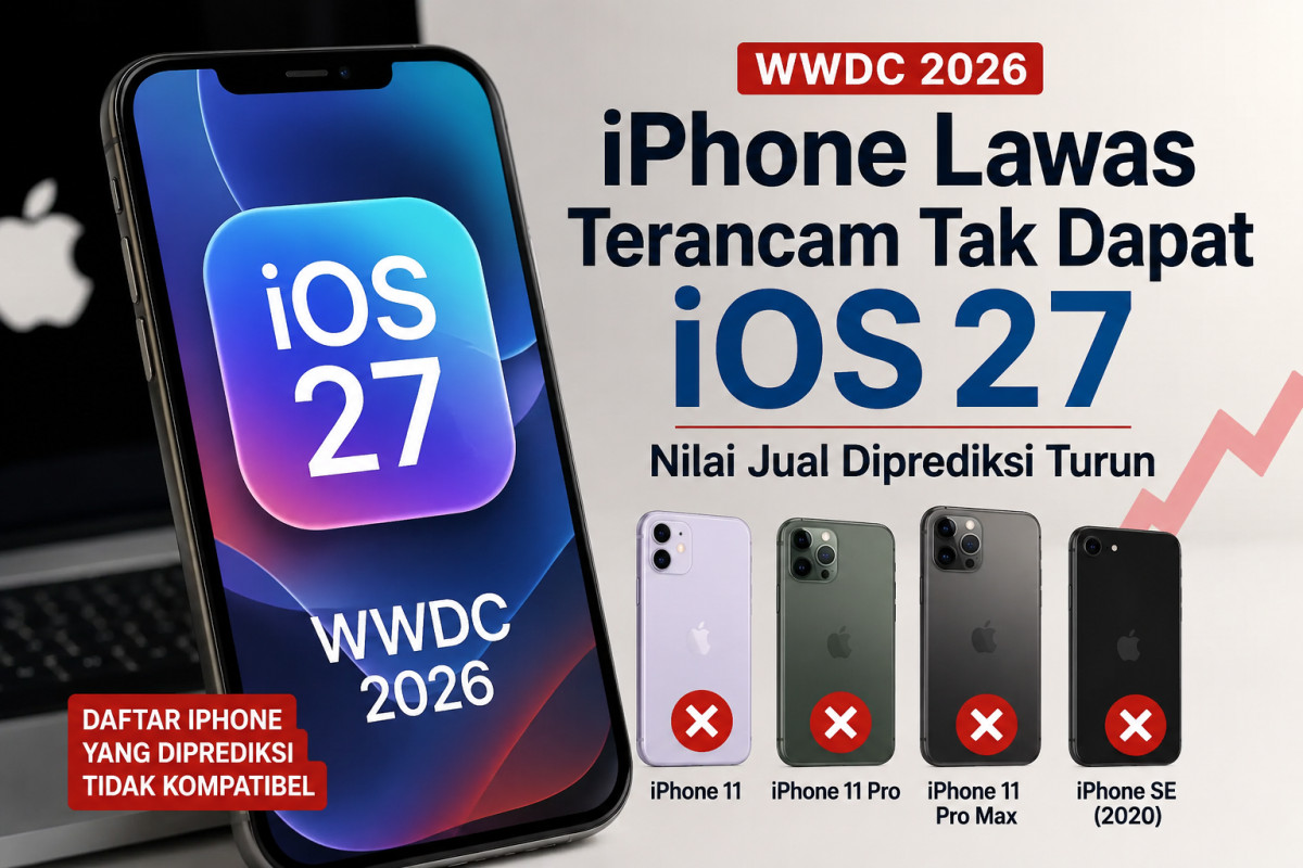 Apple diperkirakan akan menghentikan dukungan iOS 27 untuk sejumlah model iPhone lawas. Pengumuman resmi kompatibilitas perangkat akan disampaikan dalam ajang WWDC 2026. Foto: Istimewa