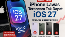 Apple diperkirakan akan menghentikan dukungan iOS 27 untuk sejumlah model iPhone lawas. Pengumuman resmi kompatibilitas perangkat akan disampaikan dalam ajang WWDC 2026. Foto: Istimewa